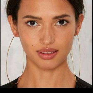 NEW 11 CM WIDE GOLD TONE HOOPS EARRINGS